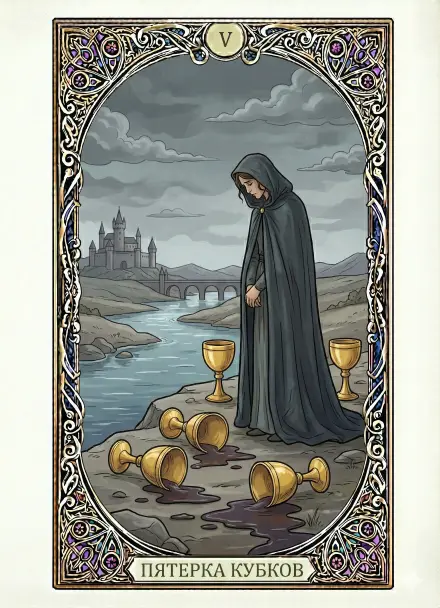 Пятёрка Кубков — карта Таро Пандориума